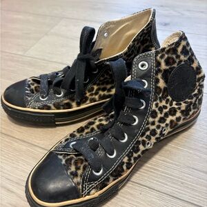 Rare Vintage Converse Leopard Print Faux Fur Shoes